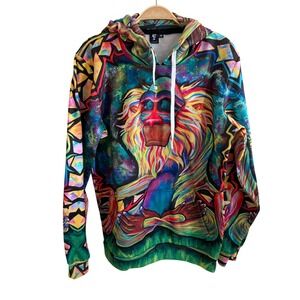 Electro Threads Rafiiki Psychedelic Galaxy All Over Print Hoodie Mens M
